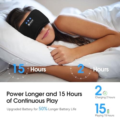 LOVE EYE Sleep Headphones Bluetooth 5.4 Sleeping Eye Mask Wireless Music Earphones with HD Speakers for Side Sleepers Total Blackout Cotton Mask for Travel, Home, Office, Unique Gifts - Thumbnail 4