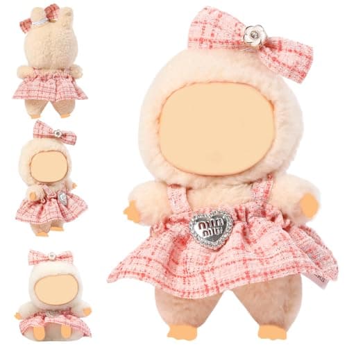 Clothes for Blind Box Dolls, Premium 2-Piece Dolls Accessories Set with Chic Bow Dress Outfit for 15-17cm Plush Blind Box Toy (Pink Set) - Image 1