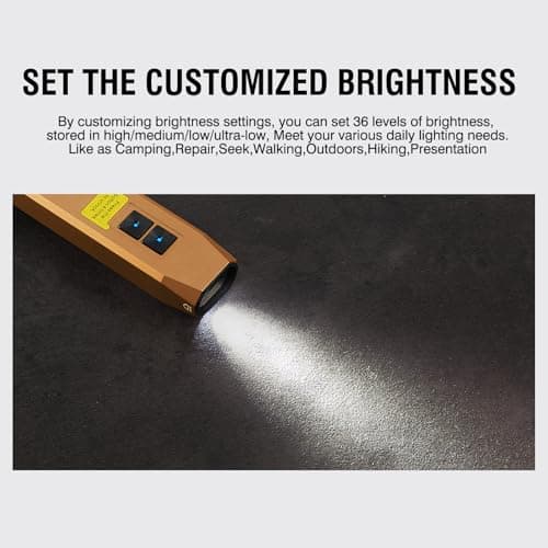ERITOM Rechargeable EDC Flashlight USB C with White Light, UV and Green Beam 1000 Lumens Portable Flat Flashlight,Programming dimming，for Night Duty, Emergency Repair Brown - Thumbnail 5