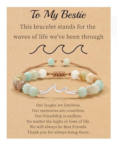 Sistble Bestie Gifts for Women, Mothers Day Gifts for Bestie Wave Bracelet for Women Natural Stone Beaded Bracelet Inspirational Gift Birthday Friendship Jewelry - Image 1