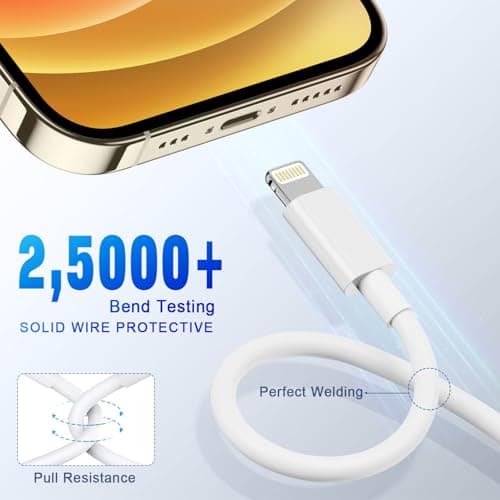 USB C to Lightning Cable [Apple MFi Certified] 2Pack 6FT iPhone Fast Charger Cable Power Delivery Type C Charging Cord Compatible with iPhone 14 13 12 11 Pro Max X XS XR 8 7 6s Plus SE，White - Thumbnail 4
