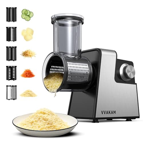 Electric Cheese Grater,5-In-1 Electric Grater,300W Salad Maker,Electric Slicer with One-Touch Control,Food Electric Slicer Shredder,Graters for Kitchen for Vegetables Cucumber Carrots Cabbage Nuts - Image 1