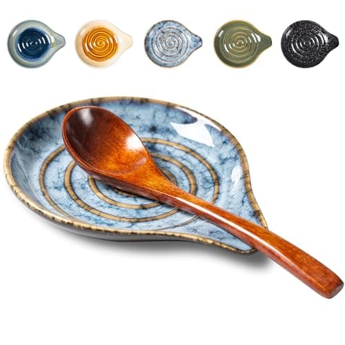 Ceramic Spoon Rest for Stove Top, 6" Spoon Holder, Spoon Rest for Kitchen Counter, Unique, Heat-Resistant Cooking Utensil Holder, Modern Farmhouse Kitchen Décor Marble Grey（No spoon included） - Image 1