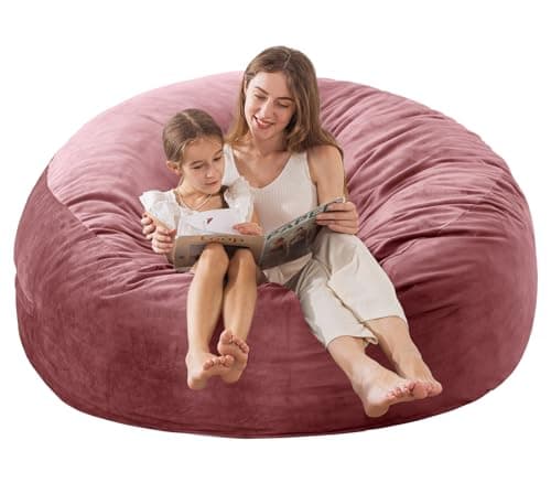 EDUJIN Large Bean Bag Chair, Memory Foam Bean Bag Chairs for Adults with Filler Included, Ultra Soft Dutch Velvet Fabric, Bean Bag for Living Room - 3 Foot, Pink - Image 1