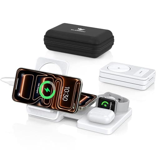 Wireless Charger 4 in 1 for Apple Charging Station for iPhone 17 Pro Max/16/15, AirPods Pro2, iPad Stand, Watch Charger for iWatch Series 10/9/8, Foldable Charging Station for Multiple Devices (White) - Image 1