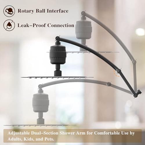 Vapralis Rain Shower Head with 20-Stage Shower Filter, High Pressure Filtered Showerhead with Adjustable Extension Arm for Removing Chlorine and Harmful Substances(10 Inch, Matte Black) - Thumbnail 3