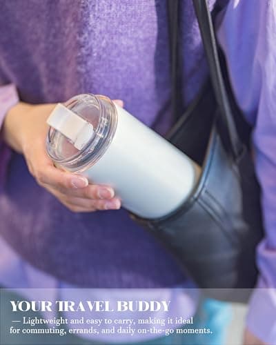 UIRZOTN 16 oz Insulated Coffee Tumblers, Travel Coffee Tumblers with Straw, Double-Wall Stainless Steel Tumbler, Leak Proof Tumbler, Reusable Cups with Lids for lced and Hot Drinks (Black) - Thumbnail 6