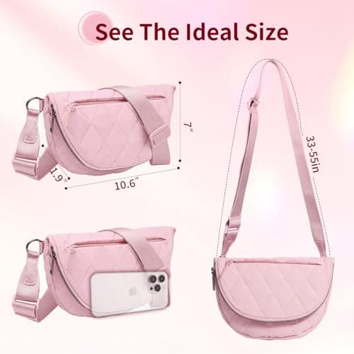 Fashion Puffy Crescent Moon Bag For Women & Men - Medium Nylon Shoulder Bag With Adjustable Strap, Lightweight & Foldable Design (B-Black) - Thumbnail 2