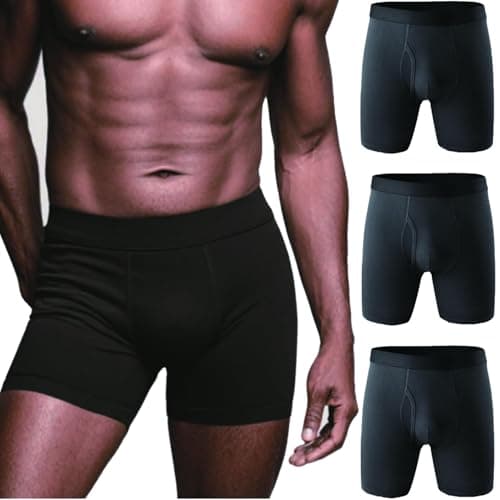 FZJBOR Men's Incontinence Boxer Briefs for Bladder Leakage | Ultra-Absorbent & Leak-Proof | Machine Washable, Reusable Underwear with Odor Control | Black, X-Large, 3-Pack - Image 1