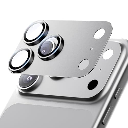 Hoerrye for iPhone 17 Pro Max Camera Lens Protector - [12FT Shatterproof Military Grade] [Strong Adsorption] Metal 9H+ Tempered Glass Camera Screen Full Protective Cover Case Friendly,Silver - Image 1