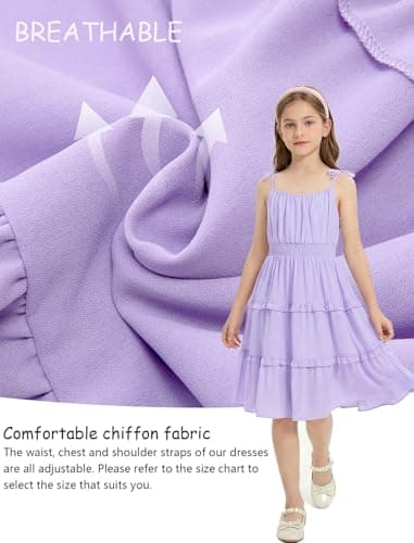 Girls Dresses Size 12-14 Teen Purple Elegant School Easter Summer Spring Sleeveless Spaghetti Strap Sundress Teenage Special Occasion Vestidos para Niñas Ruffled Tiered Graduation Formal Party Dress - Thumbnail 5