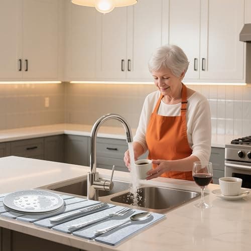 Stone Dish Drying Mat For Kitchen & Bathroom - Diatomaceous Earth, Quick Dry, Collapsible, Non - Slip Pvc, Rounded Corners, 15.4 X 23.6 IN, Absorbent, Natural Material For Dishes, Cups & More - Thumbnail 2