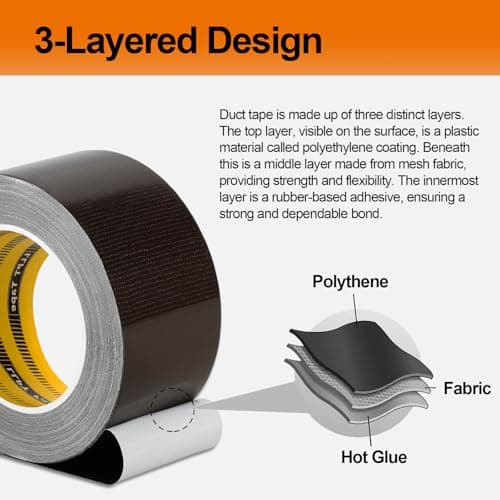 LLPT Duct Tape Dark Brown Premium Grade 2.36 Inches x 108 Feet Heavy Duty Easy Tear Strong Adhesive for Moving Packing Color Coding Art Craft DIY Projects Repair (DT254) - Thumbnail 3
