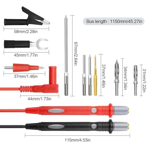SNAKOL 22-Piece Multimeter Test Lead Kit, Back Probe Test Leads,Multimeter Probes,Test Leads with Alligator Clips, Replaceable Gold-Plated Probes,Soft Silicone Wire ，for Digital Multi Tester - Thumbnail 5