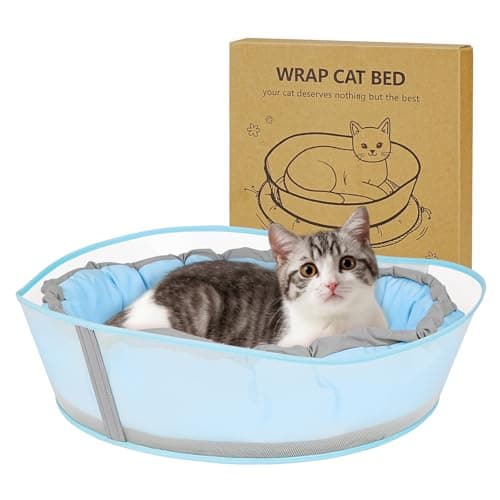 Cat Beds for Indoor Cats, Round Dog Bed for Small Dogs, Puppy, Kitten -Soft Plush Washable Cat Bed Calming with Protective Shield (Blue，21 Inches) - Image 1