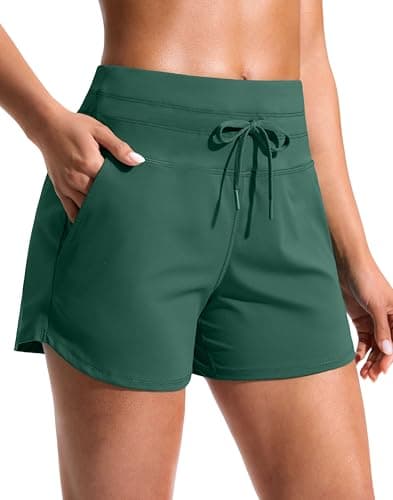 Soothfeel Women's Athletic Running Shorts with Pockets 3.5" Quick Dry High Waisted Workout Active Gym Shorts for Women Green 2XL - Image 1