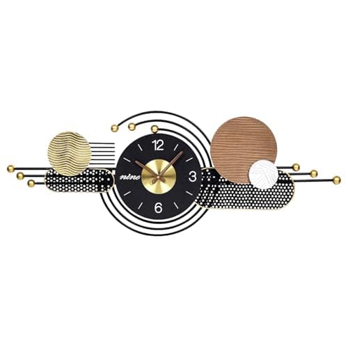 AXAORIRA 38x15 Inches Wall Clock Silent Non-Ticking Battery Operated, Modern Large Decorative Analog Clocks for Living Room, Bedroom, Office - Abstract Art Home Decor, Easy to Read - Image 1