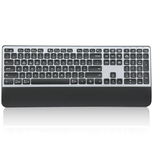 CITLLA Wireless Keyboard, Rechargeable Full Size Multi-Device Bluetooth Keyboard with Wrist Rest, 3-Level Backlit, for Computer, Laptop, Tablet, Smartphone, Office,（US Layout） - Image 1