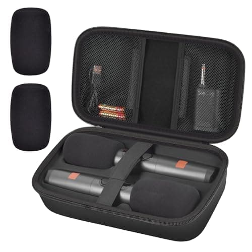 Wireless Microphone Case for JBL PartyBox & Two Mic System, Shockproof Karaoke Microphones Travel Storage Box with Mic Foam Cover, Holds 2 Mics, Receivers, Adapters, AA Batteries - Full Black - Image 1