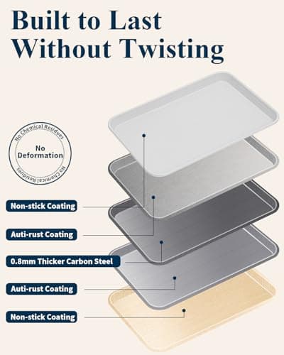 Ymiton 7PCS Nonstick Baking Sheet Set - 10x15in Jelly Roll Pan with Wire Rack, Silicone Spatula & 4 Cookie Cutters, Thickened Carbon Steel, Oven Safe 450°C, Sunshine Cream - Thumbnail 6