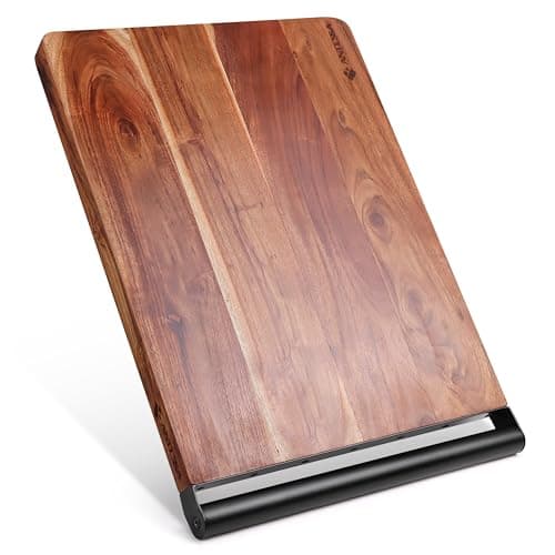 Extra Large Acacia End Grain Wooden Cutting Board with Metal Handle - Durable Non-Slip Premium Butcher Block for Kitchen, Charcuterie, and Serving - Ideal for Home Chef Professionals - Image 1