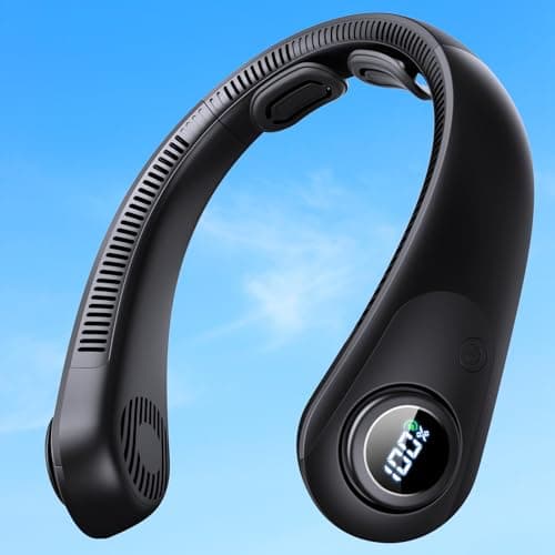 Portable Neck Fan With LED Display, Hands-free 5 Speeds Cooling, Neck Support, Lightweight, Battery Operated, Personal Bladeless Fan Rechargeable, Gift for Women Men, Hot Flashes, Travel, Camping - Image 1