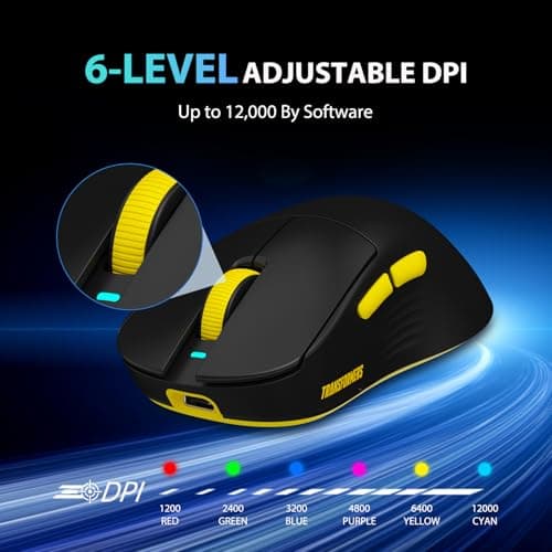 Transformers GM04 63g Lightweight Wireless Gaming Mouse, 12000 DPI, PAW3311 Sensor, 100h Battery Life, 2.4G/USB-C/Bluetooth Wireless Mouse with 5 Programmable Buttons for PC/Mac/Laptop(Black) - Thumbnail 6