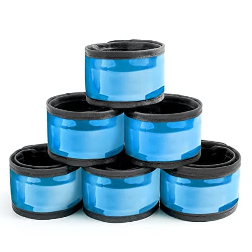 esonstyle 6 PCS Blue LED Light Up Band Slap Bracelets, Night Safety Wrist Band for Cycling Walking Running Concert Camping Outdoor Sports - Image 1