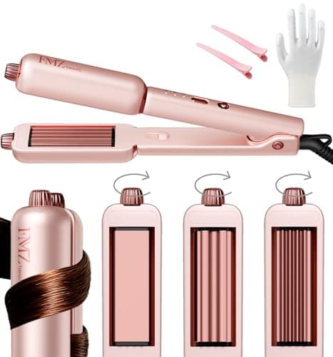 FMZ Flat Iron Hair Straightener Crimper Curler, Professional 4 in 1 Pink Hair Styling Irons for Straightening, Crimping, Curling, Fast Heating, Dual Voltage, Mini and Portable for Women Travel Home - Image 1