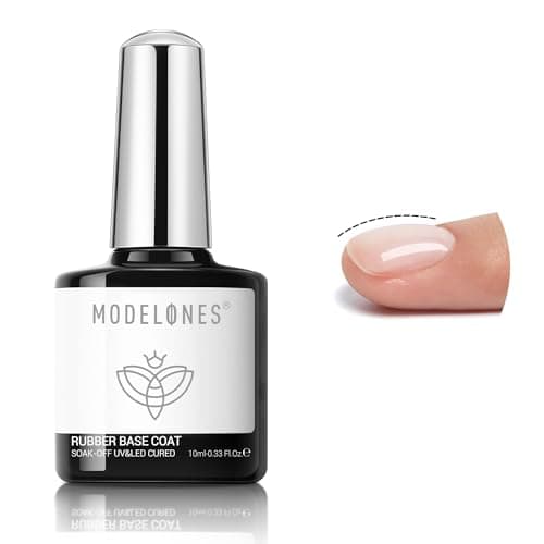 modelones Builder Rubber Gel Base Coat for Nails, Clear Rubber Base Gel Nail Polish for Strengthen/Apex Building/Enhance/Reinforced Long Lasting Fiber Protect Soak Off U V LED Gift for Thin Weak Nails - Image 1