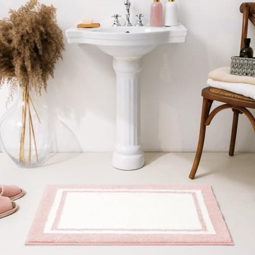 GRANNY SAYS Microfiber Bathroom Rugs Non Slip Washable, Water Absorbent Bathroom Mats for Tub Non Slip, Soft Bath Mats for Floor & Shower, Long Bath Rug, 24" x 36" Pink - Thumbnail 2