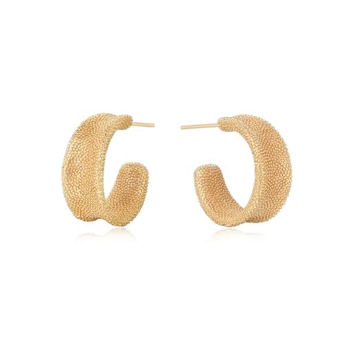 VALLOEY ROVER Chunky Gold Hoop Earrings for Women 14K Gold Plated Thick Open Hoops with 925 Sterling Silver Post Handmade Everyday Jewelry Gift for Women - Image 1