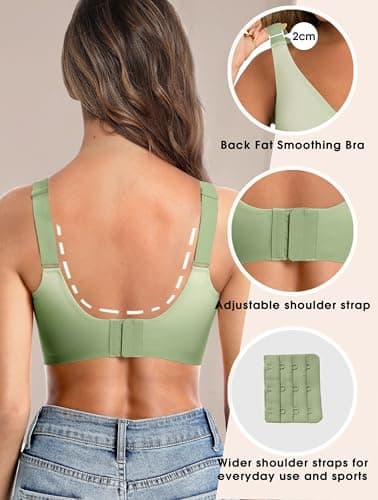 SHIJIALI Jelly Wireless Bras for Women Gradient Push Up Seamless T-Shirt Bra No Underwire Full Coverage Supportive Bralette Mint Green, Size X-Large - Thumbnail 2