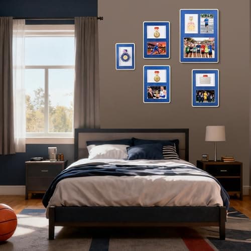 Medal Display Shadow Box, Gold Aluminum Frame, Acrylic Panel for Sports Awards,Marathon Runner, Military Awards and Triathlon (3-in-1) - Thumbnail 6