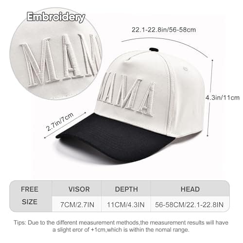 Women’s Mama Trucker Hat – Vintage Embroidered Adjustable Baseball Cap, Two-Tone Ponytail Hat Gifts for Mothers Day Outfits White - Thumbnail 2