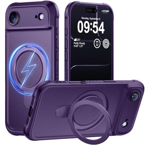 MOCCA Design for iPhone Air Case, Compatible with Magsafe [Premium Invisible Magnetic Ring Stand] [Military Drop Protection] Full Camera Guard Translucent Matte Slim Phone Cover 6.5",Deep Purple - Image 1