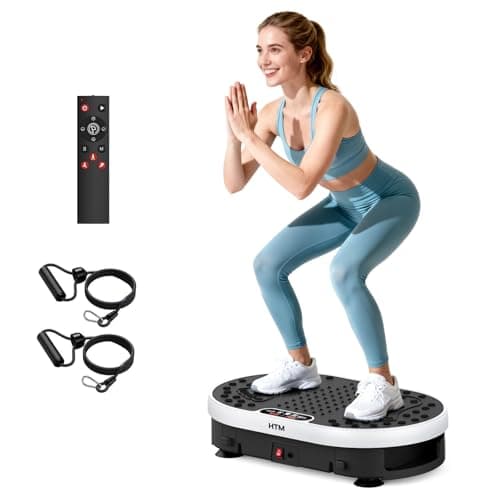 HTM Vibration Plate Exercise Machine with 120 Speed Levels, 9 Program Modes and Remote Control - 15 Min Timer, 300 lbs Capacity Vibrate Stand Shake Board for Full Body Workout, Fat Burner and Toning - Image 1