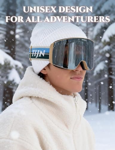 TIJN Ski Snowboard Goggles, Anti-Fog UV400 OTG Snow Goggles for Men Women Youth with 2 Magnetic Interchangeable Lenses, Ouroboros - Thumbnail 2
