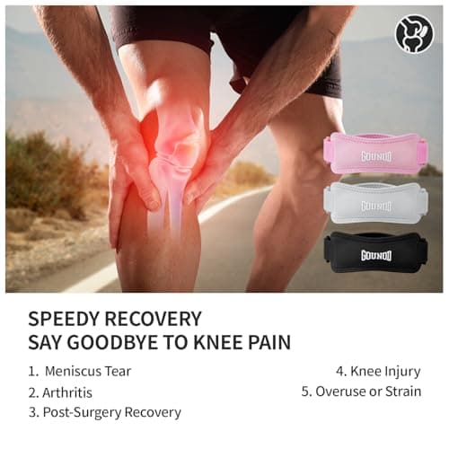 GOUNOD Patellar Tendon Support Strap 2 Pack,Knee Strap for Knee Pain Relief,Patella Band for Basketball, Jumpers Knee, Tendonitis, Running, Hiking, Soccer, Osgood Schlatter(Pink) - Thumbnail 3