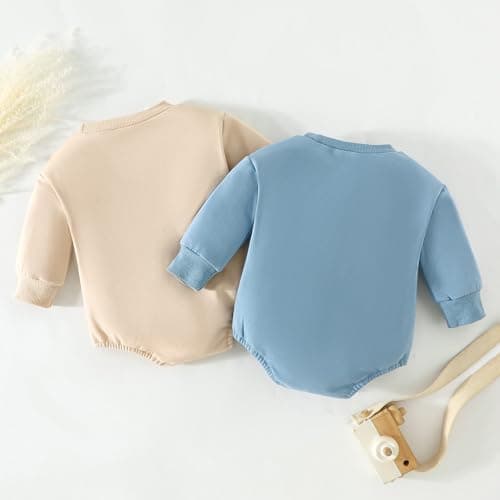 ChuYuKu Baby Boy Clothes Fall Winter 2Pcs Set Long Sleeve Newborn Onesies Sweatshirt Infant Outfits Gift 0-12M - Thumbnail 4