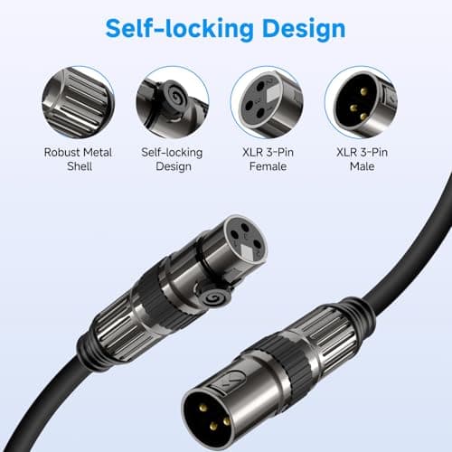 Caiord XLR Microphone Cables, 2 Pack 6 Feet Oxygen-Free Copper 3-Pin Male to Female Microphone Cable for Speaker, PA System, Podcast Audio Mixer, Studio Monitors, Audio Recording and More - Thumbnail 4