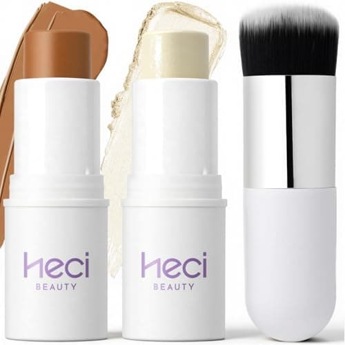 HECI BEAUTY Cream Contour Stick Kit for Mature Skin, Moisturize Bronzer Pen and Highlighter with Brush, Brightens & Shades Pencil, Long Lasting & Smooth Gliding Face Illuminator for Older Women - Image 1