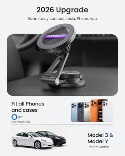 LOXP Upgrade Tesla Phone Mount [Strong Magnetic & Foldable] MagSafe Car Mount for Tesla Model 3/Y/Juniper, 360 Rotating Tesla Phone Holder Fits for iPhone 17 16 15 Pro Max, Tesla Accessories - Thumbnail 6