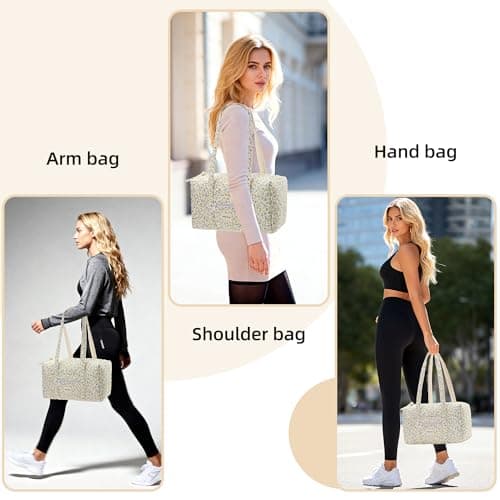 Molly Moon Top Zipper Floral Quilted Duffle Bag for Women, Yellow Quilted Small Floral Tote Bags with Coin Purse, Cute Cotton Shoulder Bag for Travel, Work, School - Thumbnail 5