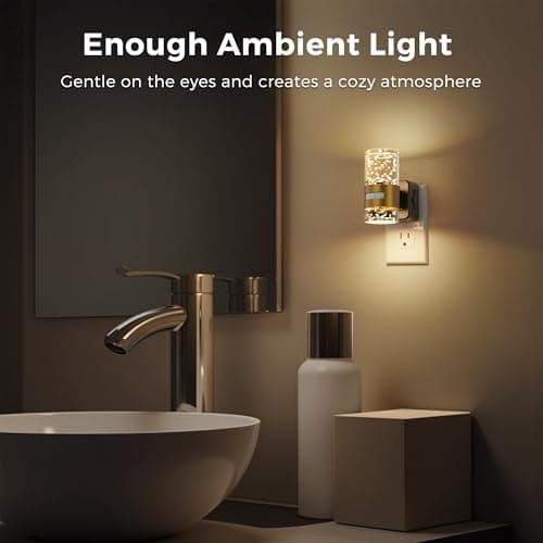 L LOHAS LED Motion Sensor Night Light,Dimmable Night Lights Plug into Wall, 2 Pack Acrylic Nightlight with 0-100 LM Adjustable Brightness, 3000K Plug in Night Light for Bathroom Hallway - Thumbnail 4