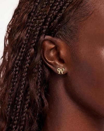 MUMREUES Gold Earrings for Women 14K Gold Plated Stud Earring Dainty Minimalist Simple Small Bow Earrings Jewelry Gift for Her - Thumbnail 3