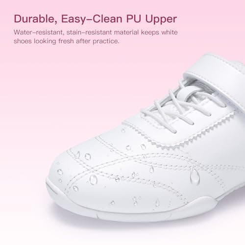 Stelle Girls Cheer Shoes White Youth Cheerleading Dance Sneakers Kids Athletic Tennis Shoes for Competition Training (White,5MB) - Thumbnail 6