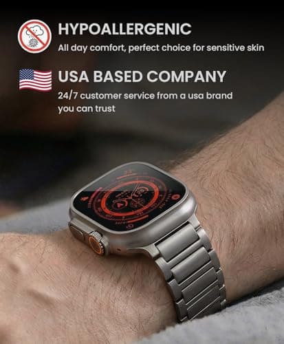 GROOBAL Titanium Band Compatible with Apple Watch Ultra 3/2/1 49mm Band for Men & Series 11/10 46mm, Grade 5 Titanium with DLC Coating for Ultra 3 Watch Band - Butterfly Clasp, Valentine Gifts for Men - Thumbnail 6