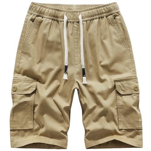 Msmsse Men's Cargo Shorts Relaxed Fit Casual Cotton Shorts Outdoor Hiking Shorts with Multi Pockets Khaki US 36 - Image 1