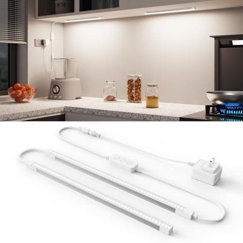 DeerTalk 12-Inch Under Cabinet Lighting, Ultra Slim 5CCT Adjustable (2700K-5000K) Hardwired LED Cabinet Lights for Kitchen, Closet, Shelf, 24V Low Voltage, 2 Pack - Image 1